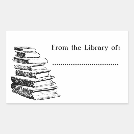 Uit de bibliotheek van de  aangepaste boekenplaat rechthoekige sticker (Voorkant)