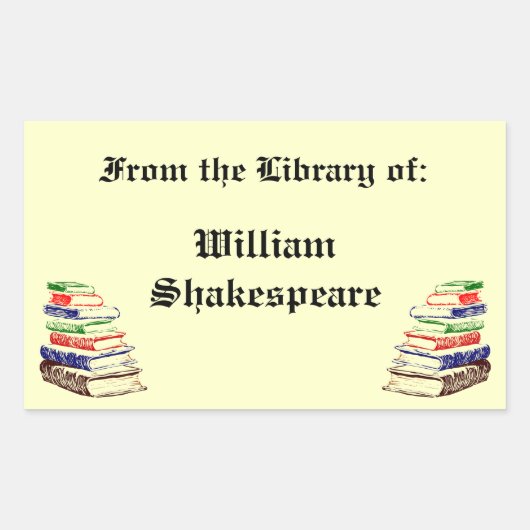 Uit de bibliotheek van de  aangepaste boekenplaat rechthoekige sticker (Voorkant)