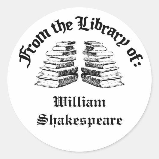 Uit de bibliotheek van de aangepaste boekenplaat ronde sticker (Voorkant)