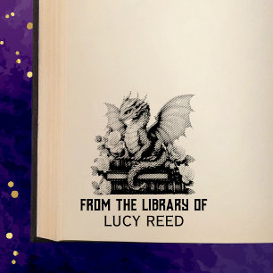 Uit de bibliotheek van de bloemige boekenwurm-draa rubberstempel