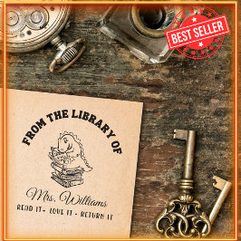 Uit de bibliotheek van | Dinosaurus op boeken lera Zelfinktende Stempel