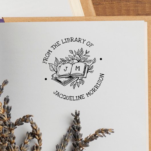 Uit de bibliotheek van een antiek botanisch boek i rubberstempel