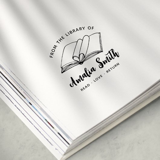 uit de bibliotheek van | Eenvoudig hartboek Rubberstempel