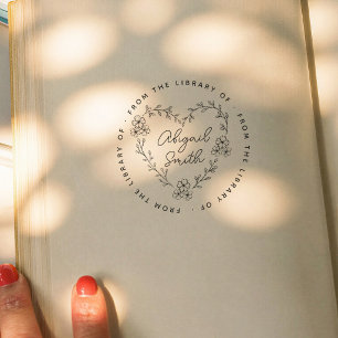 Uit de bibliotheek van elegant boek met bloemhart  zelfinktende stempel