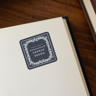 Uit de bibliotheek van elegante boekplaat sticker