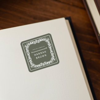 Uit de bibliotheek van elegante boekplaat sticker