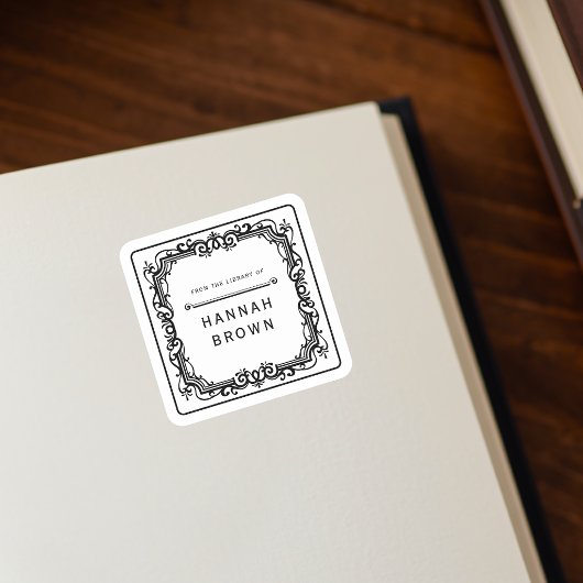 Uit de bibliotheek van elegante boekplaat sticker