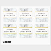 Uit de bibliotheek van faux wit marmer monogram vierkante sticker (Vel)