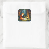Uit de bibliotheek van Fox Magical Forest Library Vierkante Sticker (Tas)