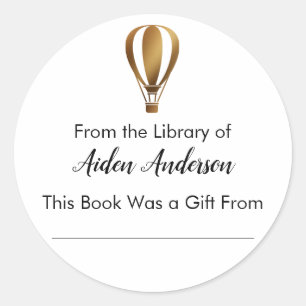 Uit de Bibliotheek van Gouden Hete Luchtballon Boe Ronde Sticker