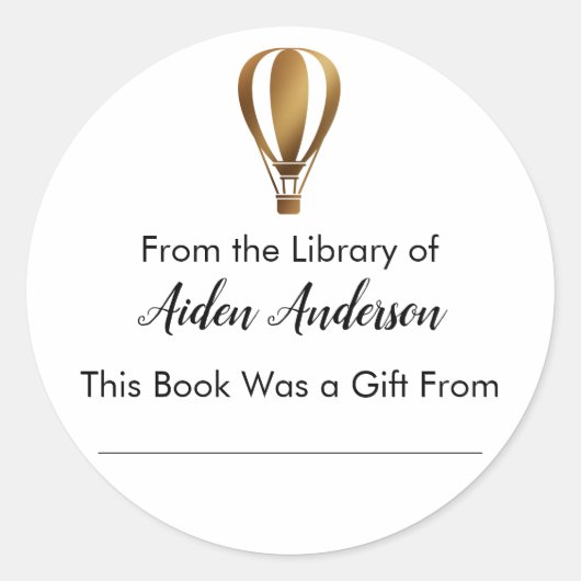 Uit de Bibliotheek van Gouden Hete Luchtballon Boe Ronde Sticker (Voorkant)