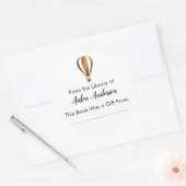 Uit de Bibliotheek van Gouden Hete Luchtballon Boe Ronde Sticker (Envelop)