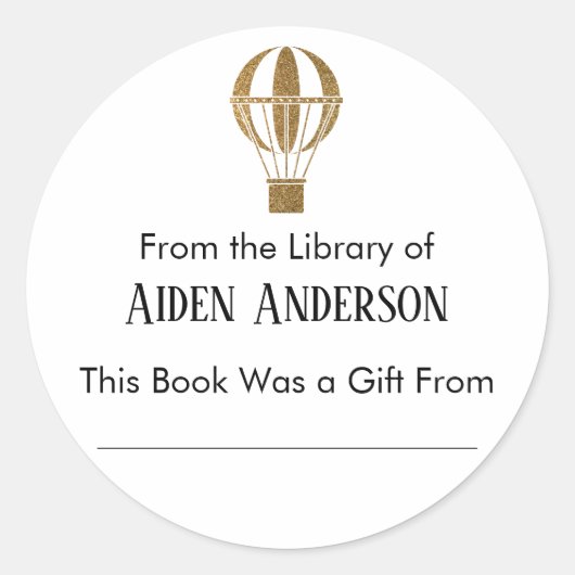 Uit de Bibliotheek van Gouden Hete Luchtballon Boe Ronde Sticker (Voorkant)