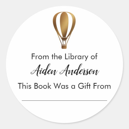 Uit de Bibliotheek van Gouden Hete Luchtballon Boe Ronde Sticker (Voorkant)