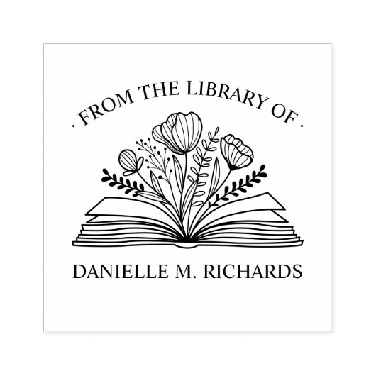 UIT DE BIBLIOTHEEK VAN JE NAAM GEOPEND BOEK BLOEME RUBBERSTEMPEL (Afrduk)