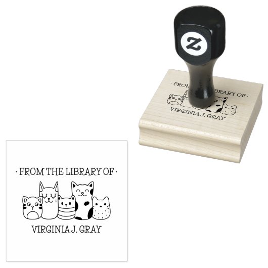 UIT DE BIBLIOTHEEK VAN JOUW NAAM DOODLE SCHATTIGE  RUBBERSTEMPEL (Gestempeld)