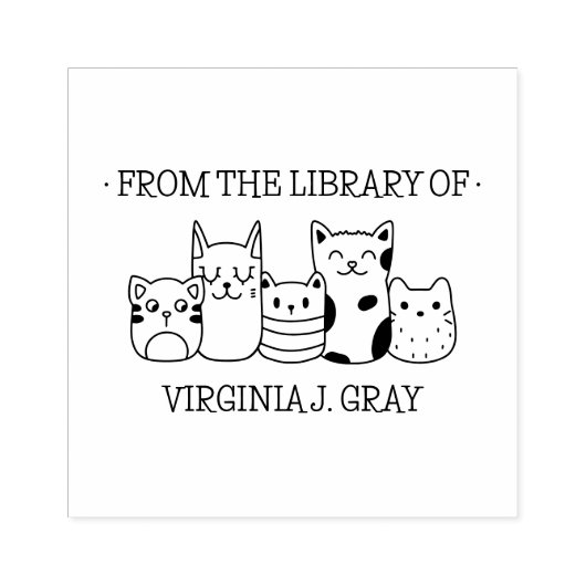 UIT DE BIBLIOTHEEK VAN JOUW NAAM DOODLE SCHATTIGE RUBBERSTEMPEL (Afrduk)