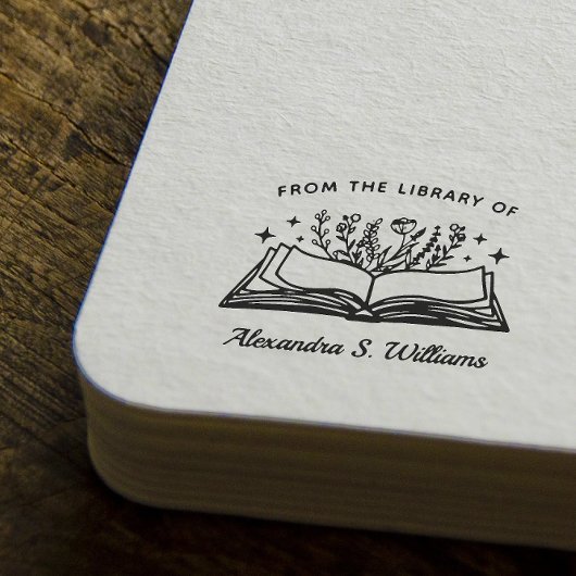 Uit de bibliotheek van Jouw naam Geopende Boekenbl Rubberstempel