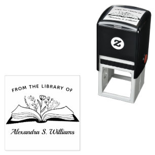 Uit de bibliotheek van Jouw naam Geopende Boekenbl Zelfinktende Stempel