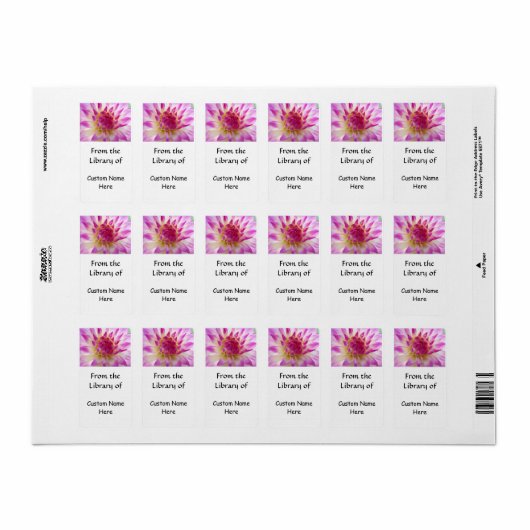Uit de bibliotheek van Jouw naam Pink Dahlia Flowe Etiket (Full Sheet)