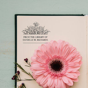 UIT DE BIBLIOTHEEK VAN JOUW NAAM WILDFLOWERS RUBBERSTEMPEL