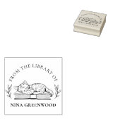 Uit de Bibliotheek Van | Kat op Boek & Elegante Bl Rubberstempel (Gestempeld)