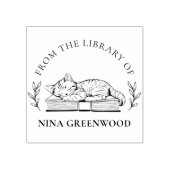 Uit de Bibliotheek Van | Kat op Boek & Elegante Bl Rubberstempel (Afrduk)