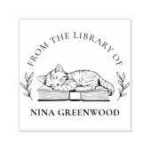 Uit de Bibliotheek Van | Kat op Boek & Elegante Bl Zelfinktende Stempel (Design)