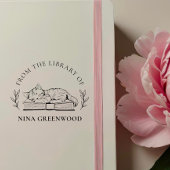 Uit de bibliotheek van | Kat op boek en elegante b Zelfinktende Stempel