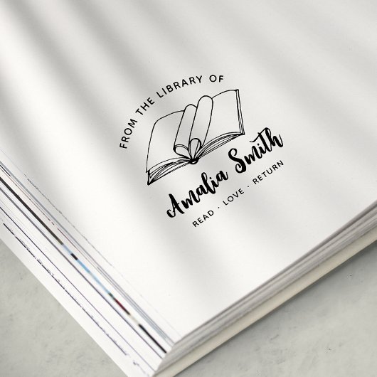 uit de bibliotheek van | Kute Heart Book Stamp Zelfinktende Stempel