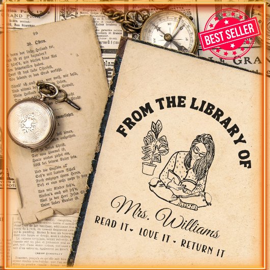 Uit de bibliotheek van | Lezing Meisje  Boek Zelfinktende Stempel