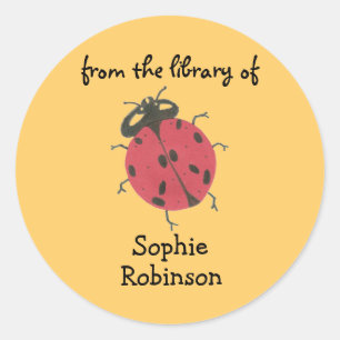 "Uit de bibliotheek van" lieveheersbeestje-boekenp Ronde Sticker