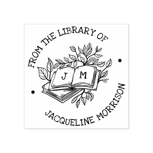 Uit de bibliotheek van oude botanische boeken init rubberstempel (Afrduk)