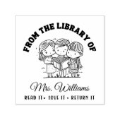 Uit de bibliotheek van | School Kinder Boekleraar Zelfinktende Stempel (Design)