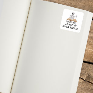 Uit De Bibliotheek Van Skelet Boek Lezer Vierkante Sticker