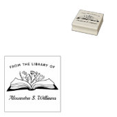 Uit de bibliotheek van Uw naam geopend boek bloem Rubberstempel (Gestempeld)
