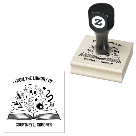 UIT DE BIBLIOTHEEK VAN UW NAAM TOVERBOEK RUBBERSTEMPEL (Gestempeld)