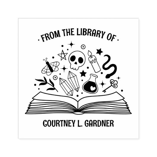 UIT DE BIBLIOTHEEK VAN UW NAAM TOVERBOEK RUBBERSTEMPEL (Afrduk)