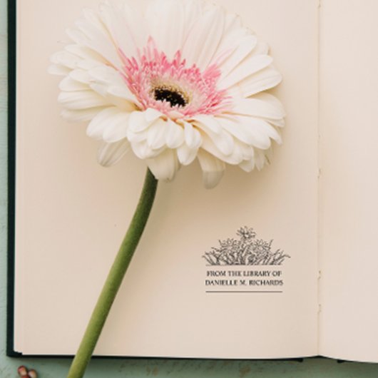 UIT DE BIBLIOTHEEK VAN UW NAAM WILDBLOEMEN  RUBBERSTEMPEL