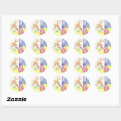 "Uit de bibliotheek van" zeegezicht ex-libris Ronde Sticker (Vel)