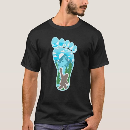 Uit de deur Big Foot Sasquatch Yeti Mannen vrouwen T-shirt (Voorkant)