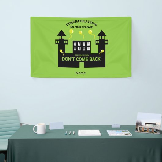 Uit de gevangenis vrijgelaten cadeau spandoek (Beurs)