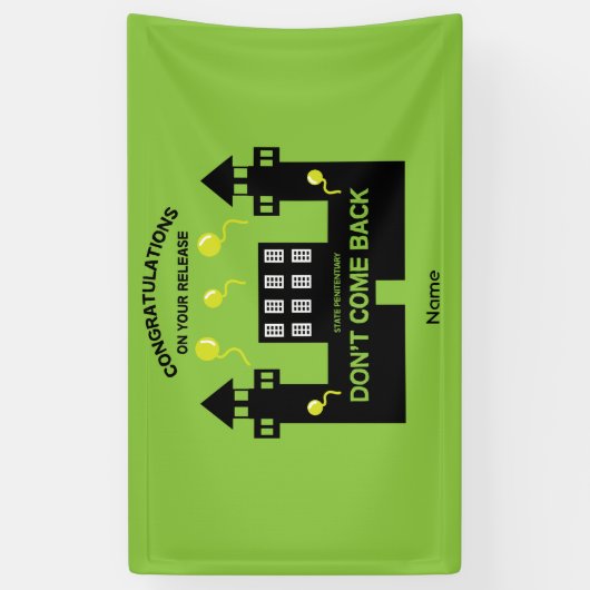 Uit de gevangenis vrijgelaten cadeau spandoek (Verticaal)