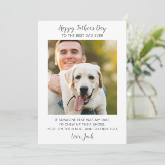 Uit de Hond Custom Huisdier Foto Vader Vaderdag Feestdagenkaart (Staand voorkant)