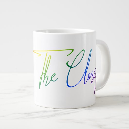Uit de kast LGBT Rainbow Flag Handwriting Grote Koffiekop (Voorkant rechts)