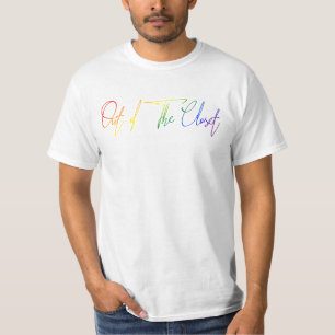 Uit de kast LGBT Rainbow Flag Handwriting T-shirt