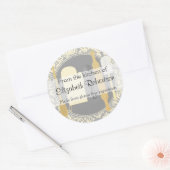 Uit de keuken Geel Damast Ronde Sticker (Envelop)