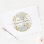 Uit de keuken Geel Damast Ronde Sticker (Envelop)