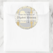 Uit de keuken Geel Damast Ronde Sticker (Tas)