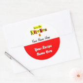 Uit de keuken van aangepaste rode gele baklabel ronde sticker (Envelop)